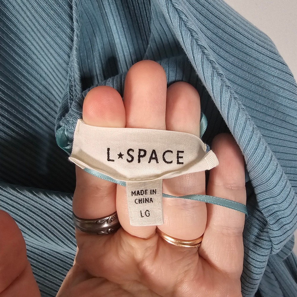L*Space Ribbed Twist Back Maxi Dress Large Blue Coastal Summer - Picture 6 of 7